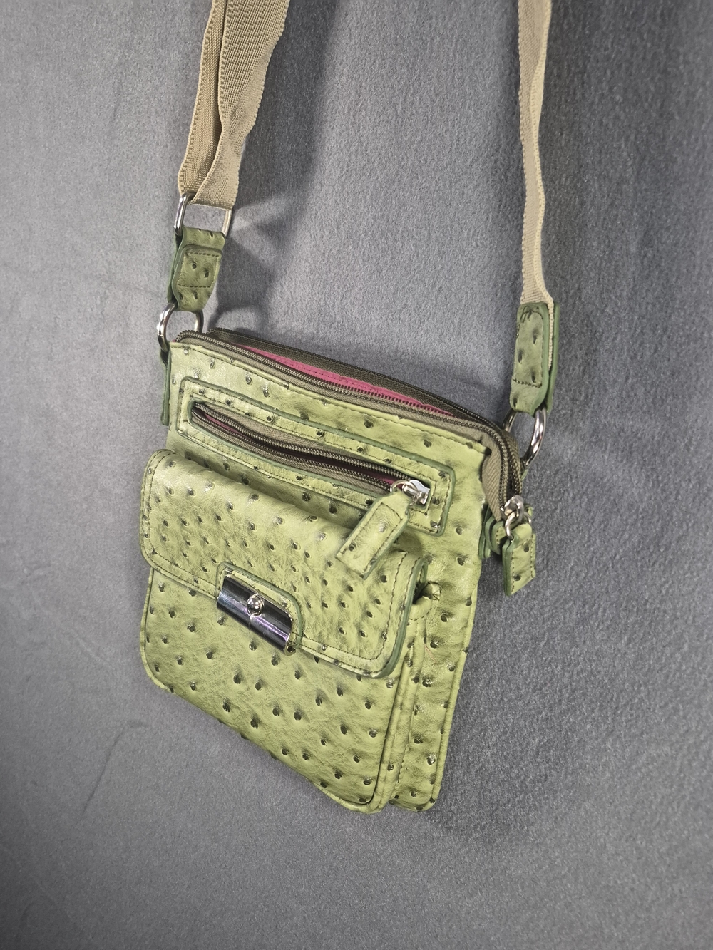 Alba EST.1984 Vegan Faux Ostrich Leather Crossbody Bag